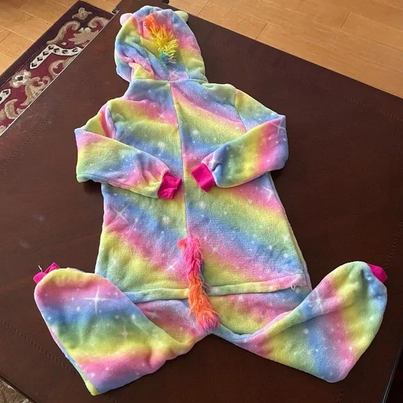 Multi-Color Kids’ Zippered Unicorn Fleece PJ Onesie - Picture 2 of 5
